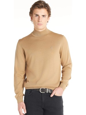 Ted Baker Camel Erkek Yarım Balıkçı Yaka Standart Fit Kazak TBMRKW1044