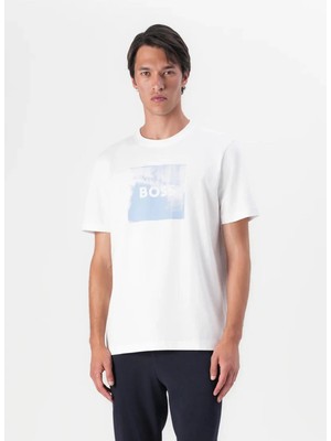 Boss Bisiklet Yaka Beyaz Erkek T-Shirt Te_wheel