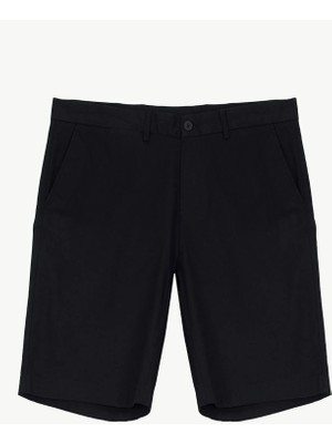 Fabrika Siyah Erkek Slim Fit Diyagonal Bermuda Şort F6SM-SHT 2502