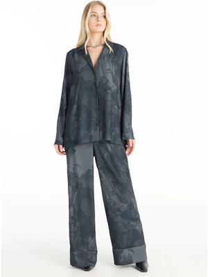 Ted Baker Antrasit Kadın Dökümlü Desenli Pantolon TBWRTR1025