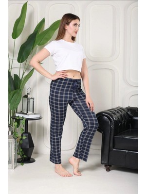 Liyuza Beli Fiyonklu Rahat Kesim Pamuklu Tek Alt Pijama Kadın BYATI011