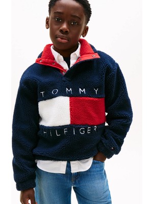 Tommy Hilfiger Desenli Erkek Çocuk Lacivert Sweatshırt KS0KS00705C1G