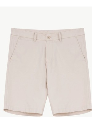 Fabrika Ekru Erkek Slim Fit Diyagonal Bermuda Şort F6SM-SHT 2502
