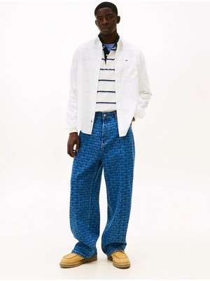 Tommy Jeans Regular Fit Ekru Düz Erkek Gömlek DM0DM20696YBL Ekru Gömlek