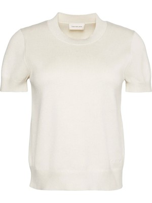 Calvin Klein Yuvarlak Yaka Standart Düz Bej Kadın Kazak Sunny Tee