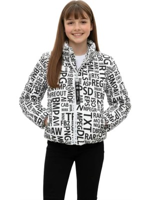 Modanı Seç Kız Çocuk Beyaz Yazılı Şişme Mont