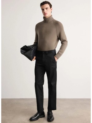 Boss Normal Bel Normal Paça Siyah Erkek Chino Pantolon Chino-Straight-A