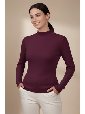 Modanı Seç Kadın Mor Balıkçı Yaka Bluz