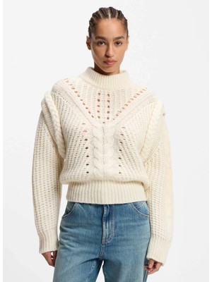 Boss Yarım Balıkçı Yaka Relaxed Krem Kadın Kazak 50548951