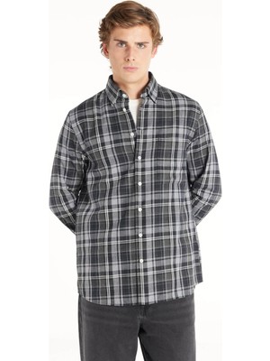 Ted Baker Comfort Fit Alttan Britli Yaka Ekose Siyah Erkek Gömlek TBMRSH1023