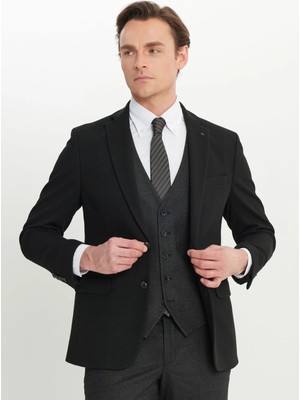 Altınyıldız Classics Normal Bel Slim Fit Siyah - Antrasit Erkek Takım Elbise ACE312510014_SYT