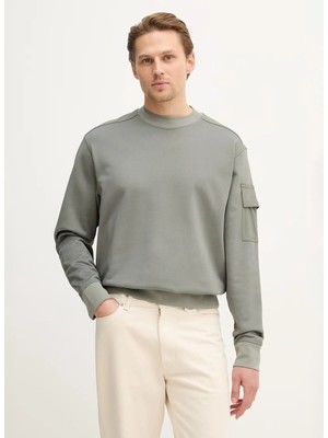 Boss Bisiklet Yaka Gri - Mavi Erkek Sweatshırt WE_FUNCTIONAL_50554314