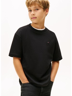Tommy Hilfiger Düz Siyah Erkek Çocuk T-Shirt KB0KB09646BDS