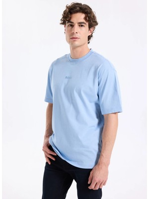 Boss Bisiklet Yaka Açık Mavi Erkek T-Shirt Te_aviator