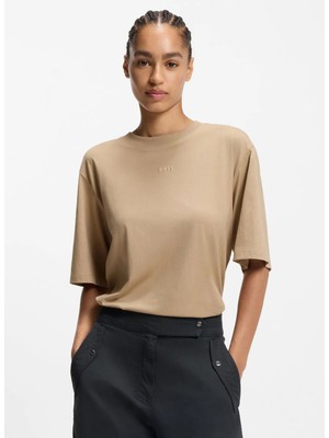 Boss Bisiklet Yaka Camel Kadın T-Shirt 50523256