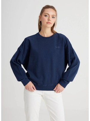 Wrangler Dik Yaka Lacivert Erkek Sweatshırt TW2520532410 Lacivert Sweatshirt