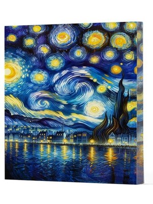 Epilons Van Gogh 7 - Yıldızlı Gece Çizgili Yan Boyamalı Defter