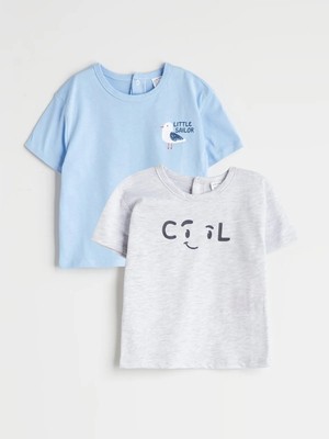 Lc Waikiki Yeni Sezon Baskılı Pamuklu Erkek Bebek Tişört 2'li