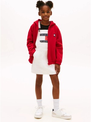 Tommy Hilfiger Baskılı Ekru Kız Çocuk Kısa Elbise KG0KG092641CD