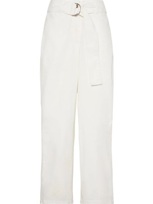 Calvin Klein Jeans Yüksek Bel Standart Beyaz Kadın Pantolon Cotton Seamed Pant