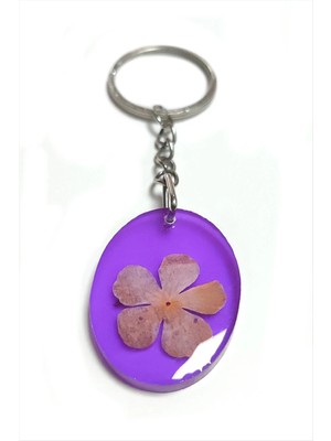 Starseven Kartopu Çiçeği Oval Epoksi Anahtarlık