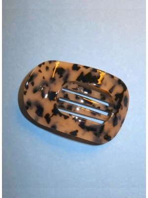 Heiri Krem - Siyah Saç Aksesuarı Yassı Kemık Toka Krem Kaplumpaga L