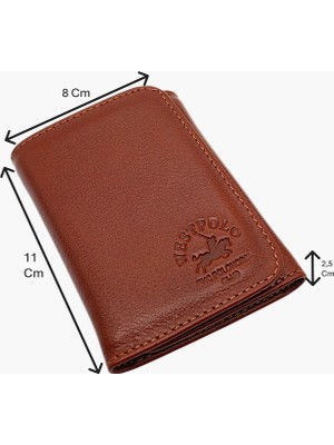 Westpolo Hakiki Deri Kağıt Para ve Bol Kart Bölmeli Patlı Erkek Cüzdanı - Taba