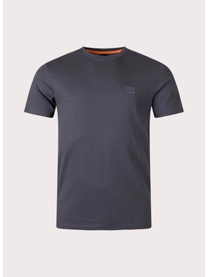 Boss Bisiklet Yaka Desenli Koyu Gri Erkek T-Shirt Tales