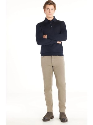 Ted Baker Normal Bel Normal Paça Slim Fit Vizon Erkek Pantolon TBMRTR1045