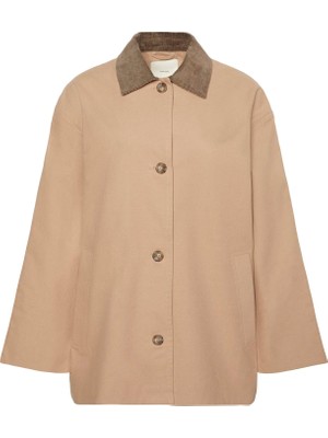 Calvin Klein Bej Kadın Trençkot Cotton Short Mac Coat