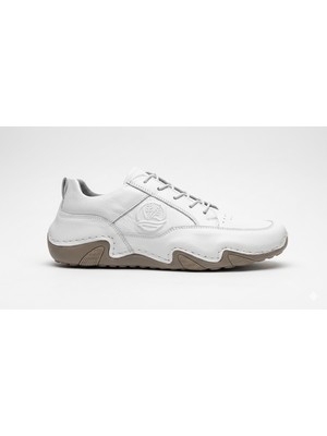 Growish GR0282 Hakiki Deri Asimetrik ÖRÜMCEK Kauçuk Taban Uzun Kullanıma Uygun Beyaz Sneaker Ayakkabısı