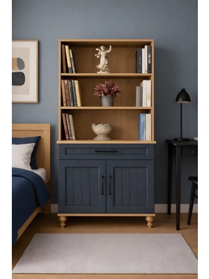 Arion Kids Ozan Kapaklı Şifonyer & Kitaplık Set | %100 MDF | Ağaç Ayaklar | 1. Sınıf Kalite