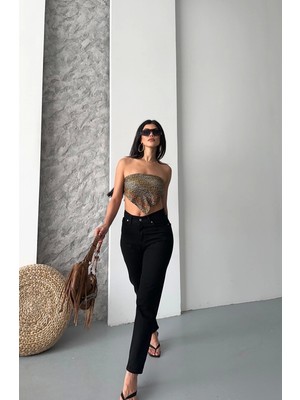 Epilons Mom Enzim Taş Yı Jeans Pantolon Siyah