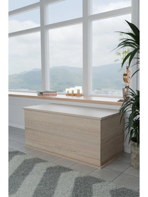 ODESSIA Sandık Dekoratif Ahşap Lüks Sandık Çeyiz Sandığı Salon Antre Mobilyası Organizer Saklama Kutusu Sonomo 100 cm