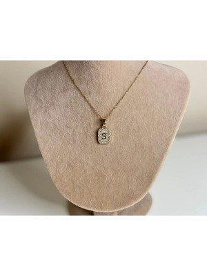 Eredka Zirkon Taşlı ''s'' Harf Kolye Kararma ve Paslanmaya Dayanıklı Çelik