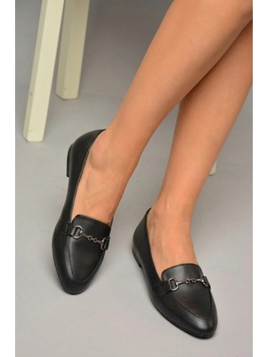 Fox Shoes Y290110009 Siyah Toka Detaylı Günlük Kadın Babet