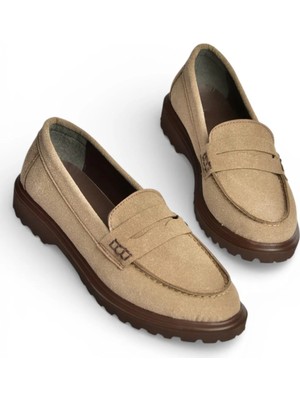 Fox Shoes Y996051002 Vizon Süet Alçak Tabanlı Kadın Makosen Ayakkabı