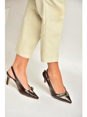 Fox Shoes Y572110960 Kahverengi Rustik Ince Topuklu Kadın Ayakkabı