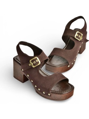 Fox Shoes Y996793502 Kahverengi Süet Kalın Topuklu Kadın Ayakkabı