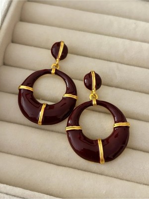 Eredka Bordo Mineli Sallantılı Küpe