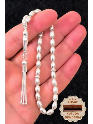 Silvera Telkari Gümüş Tesbih Erkek Arpa Kesim Gümüş Tesbih Modeli 925 Ayar ST386