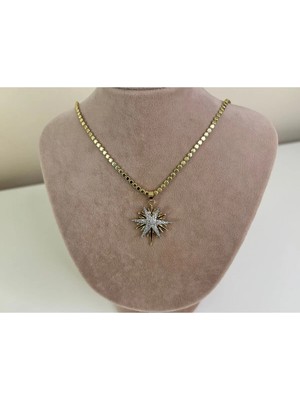 Eredka Zirkon Taşlı Deniz Yıldızı Kararmaz Paslanmaz Çelik Kolye