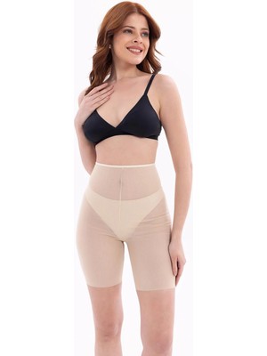 İlkyaz Fashion  Ten Mı Emay 2705 Lazer Tül Toparlayıcı Paçalı Boxer Hayalet Korse