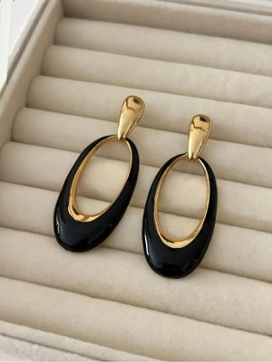 Eredka Vintage Siyah Sallantılı Damla Küpe