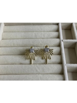 Eredka Zirkon Taşlı Yıldız Küpe