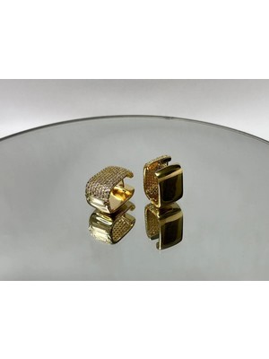 Eredka Zirkon Taşlı Gold Çelik Küpe