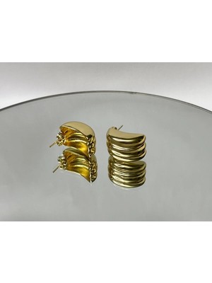 Eredka Bombeli Gold Çelik Küpe