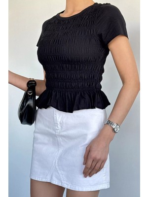 Gülseli Kadın Bisiklet Yaka Gipeli Likralı Bluz P-00020648