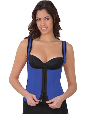 İlkyaz Fashion  Mavi Mı 9173 Terletici Agraflı Göğsü Açık Atlet Korse