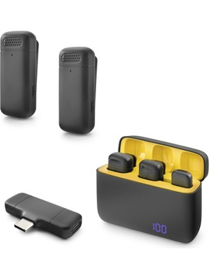 AyrStore Type-C Kablosuz 2’li Yaka Mikrofonu - Siyah HDX2799